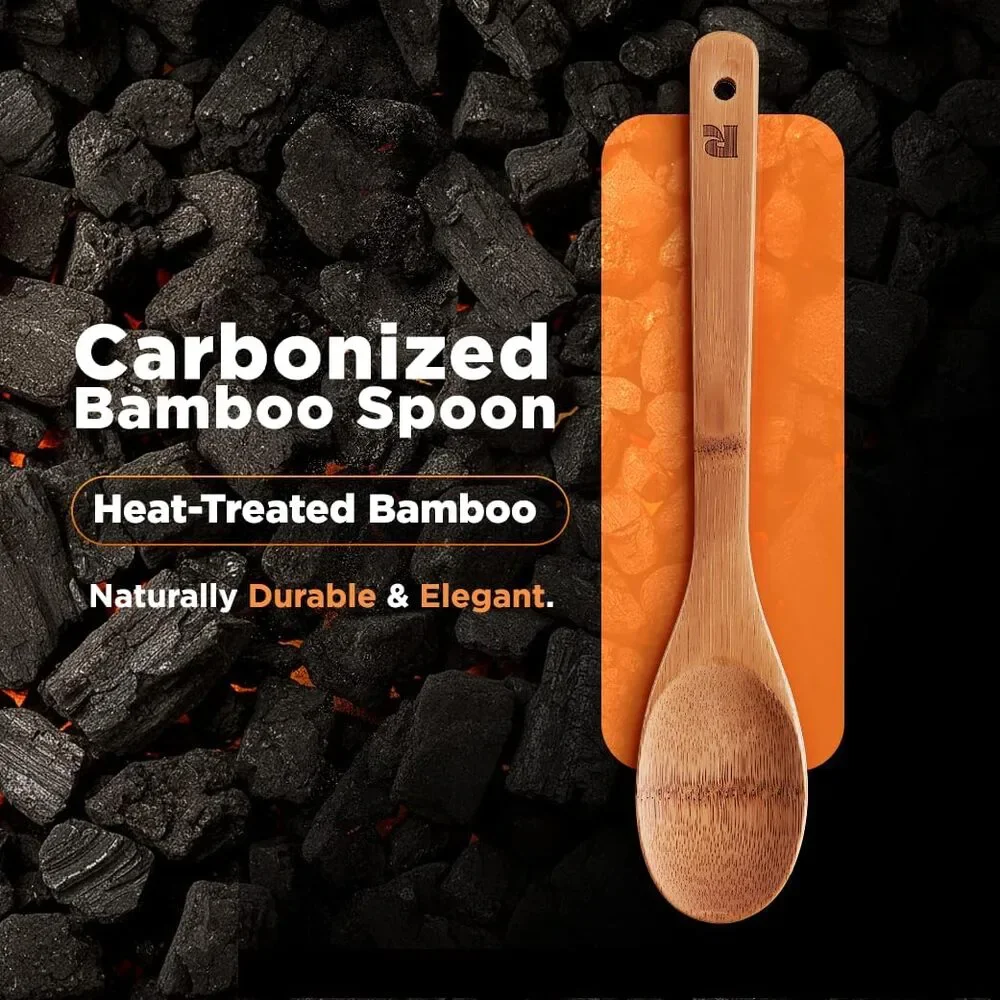 Riveira Dark Bamboo Wooden Spoons for Cooking 6-Piece
